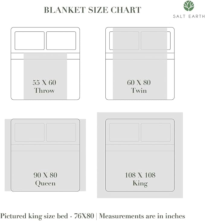 Salt Earth GOTS Certified 100% Organic Cotton Throw Blanket, 60" X 80" Waffle Blankets & Throws for Bed, Throw Blanket for Couch, Modern and Cozy Blanket, All Seasons, Comfy Soft Blankets (Sun Bay)