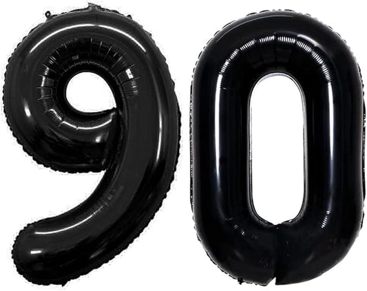 GOER Number 90 Balloons for 90th Birthday Party Decorations,42 Inch Jumbo Foil Helium Balloons for 90th Anniversary (Black)