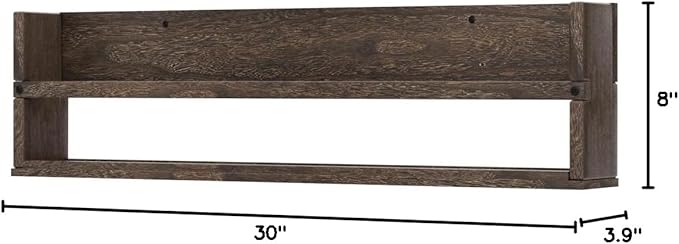 brightmaison Polynez 30" Floating Shelves for Nursery & Kids Room - Wall Multiuse Book Shelves, Set of 2 Brown Wood