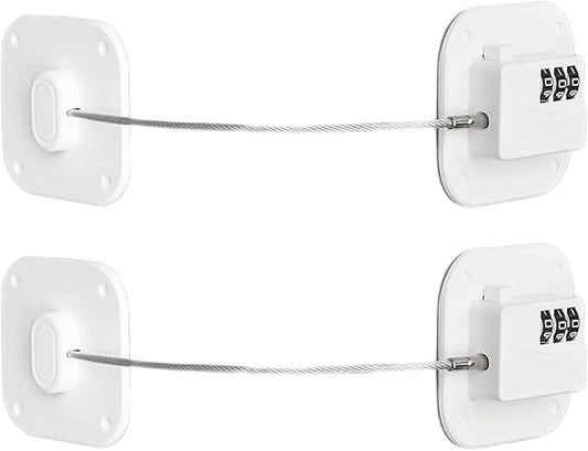 Refrigerator Lock,Combination Lock for Refrigerator Cabinets,Heavy Duty Fridge Lock,Child Safety Cabinet Locks,Easy Install No Keys Needed (White 2pcs)