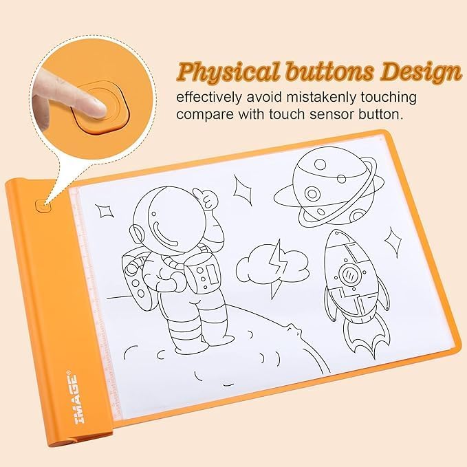 IMAGE Light Up Tracing Pad Orange Drawing Tablet Coloring Board for Kids Children Toy Gift for Girls Boy (Includes 10 Traceable Sheets and Two Clips)