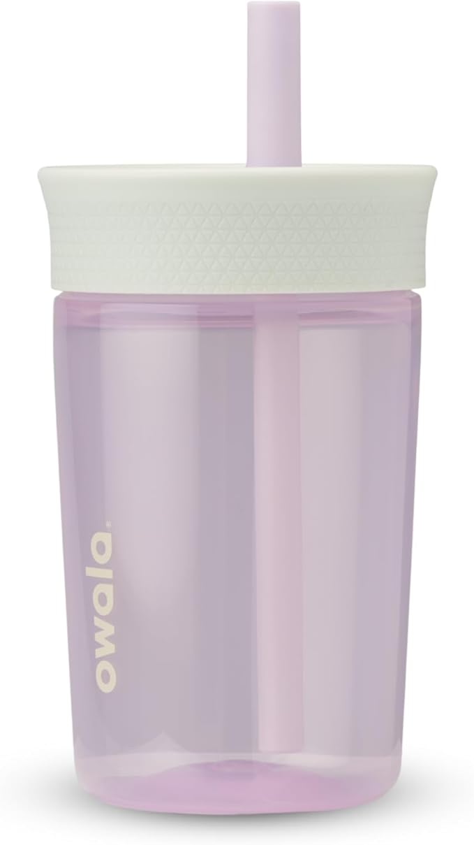 Owala Kids BPA-Free Plastic Tumbler with Spill Resistant Flexible Straw, Easy to Clean, Kids Water Bottle, Great for Travel, Dishwasher Safe, 15 Oz, Mint and Pink, (Unicorn)