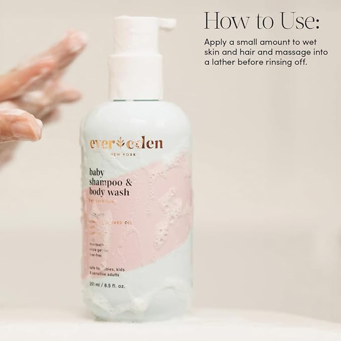 Evereden Baby Shampoo & Body Wash 2-in-1, 8.5 fl oz | Gentle, Non-Toxic, Fragrance-Free, Hydrating Formula for Sensitive Skin