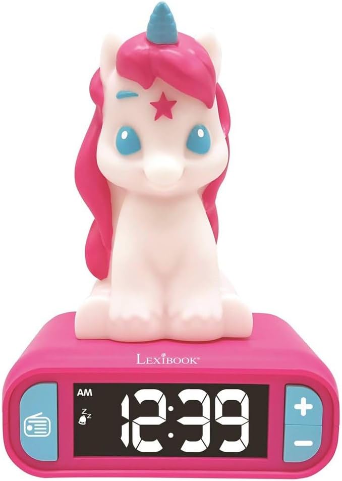 LEXiBOOK - Unicorn Digital Alarm Clock for Kids with Night Light, Snooze and Unicorn Sound Effects, Childrens Clock, Luminous Unicorn, Pink Colour - RL800UNI