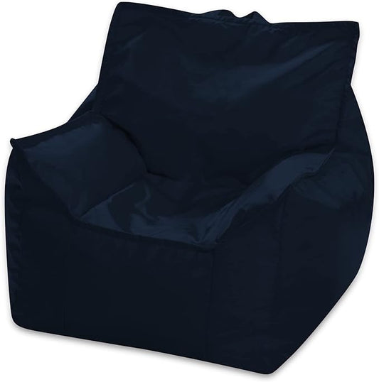 Posh Creations Structured Comfy Bean Bag Chair for Gaming, Reading, and Watching TV, Newport Chair, Microsuede - Navy Blue