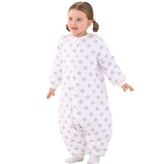 Baby Toddler Sleep Sack with Feet 2.5 TOG Winter, Wearable Blanket with Legs, Toddler Sleeping Sack Long Sleeve (Star, 6-12 Month)