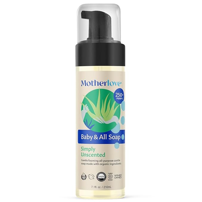 Motherlove Baby & All Soap (7.1 oz) Gentle Foaming All-Purpose Castile Soap Made with Organic Ingredients – Simply Unscented