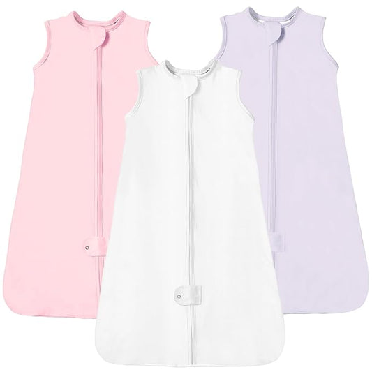 TotAha Sleep Sack 0-6 Months 3-Pack,Stretchy,Buttery Soft Swaddle Transition Sleeping Bag,Light Baby Wearable Blanket with 2-Way Safe Zippers for Boys and Girls, 0.5 TOG