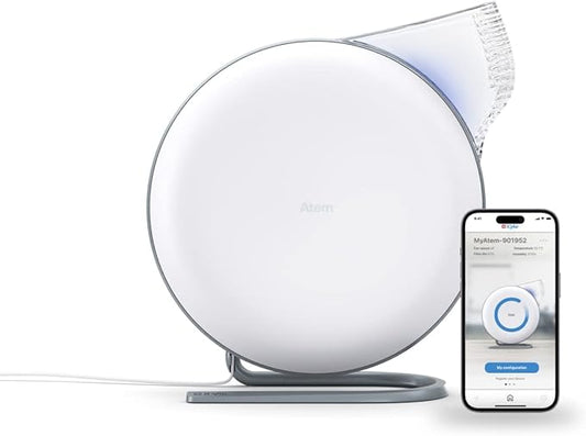 IQAir Atem Desk Air Purifier for Home, Office, Desktop, Small Room up to 150 sq ft, HyperHEPA Filter for Bacteria, Viruses, Allergens, Pets, Asthma, Pollen, Dust, Swiss Design, Made in Germany, White