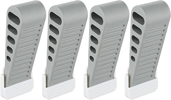 JQK Rubber Door Stopper Wedge, Grey 4 Pack Soft TPR Premium Door Stops for Bottom of Heavy Duty Door on Tile, Concrete, Carpet, Wooden Floor, DSB61-GY-P4
