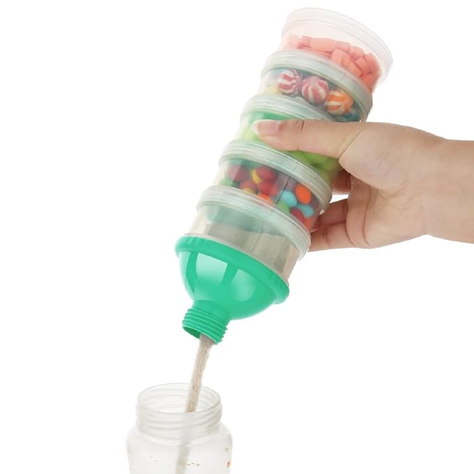 Accmor Formula Dispenser On The Go, 5 Compartments Stackable Formula Container for Travel, Baby Milk Powder Kids Snack Container, BPA Free