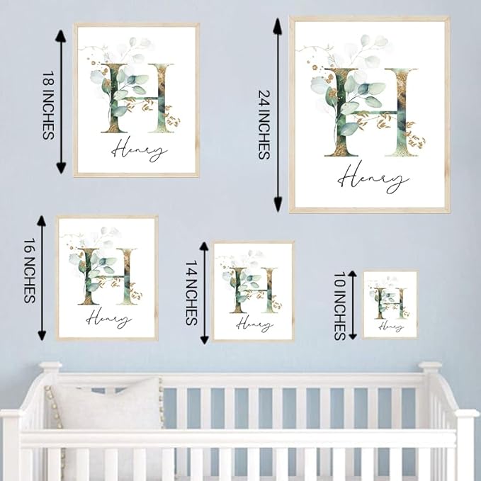 IZI POD Personalized Wooden Name Sign, Floral Monogram Nursery, Eucalyptus tree, Nursery Name Sign Boho Floral Pattern, Baby Name Sign, Wooden name signs for nursery, Wildflower Decor gift/16