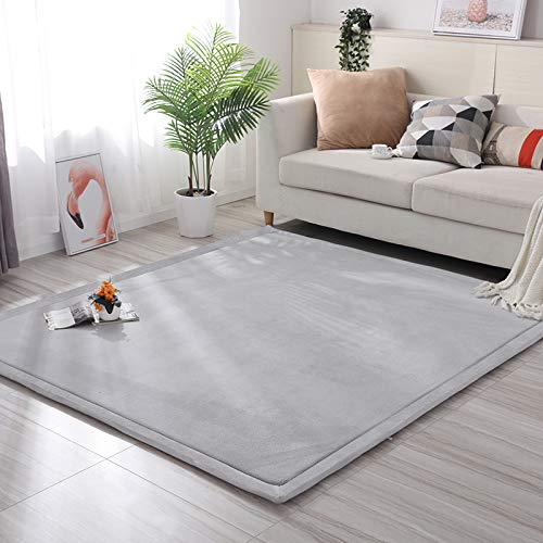 Loartee Nursery Rug Coral Velvet Crawling Rugs Mat Area Rugs Play Crawling Mat(6'8"x9'8", Gray) for Toddler Children Play Mat Yoga Mat Exercise Pads Carpet