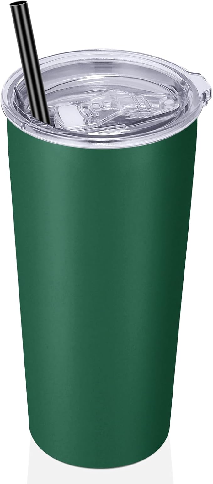 VEGOND 20oz Tumbler Stainless Steel Tumbler with Lid And Straw Vacuum Insulated Double Wall Travel Coffee Mug(dark green package 1)