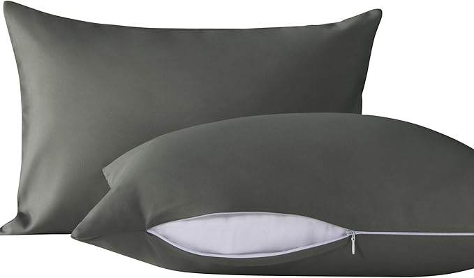 NTBAY 2 Pack Pillows with Microfiber Pillowcases, Soft Cotton Down Alternative 13x18 Zippered Pillow for Sleeping in Crib - Machine Washable - Breathable Travel Pillows, Dark Grey