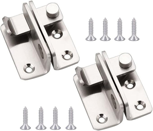 2 Pairs Slide Bolt Gate Latch Stainless Steel Brushed Finish Padlock Anti-Theft Hasp with Screws for Window Bedroom Bathroom Cabinet Mailbox Garden Pet Cage(UMK)