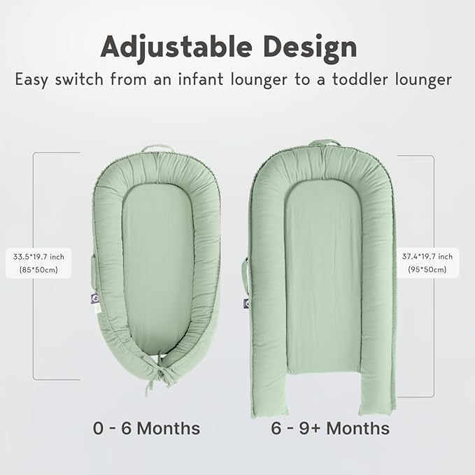 Infant Lounger, Baby Nest Cover for Baby Girls & Boys, Newborn Essentials for Baby 0-18 Months, 100% Cotton Breathable (Spring Green)