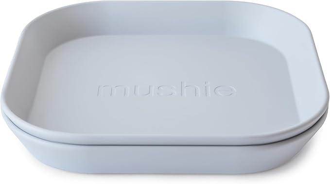 mushie Square Dinnerware Plates for Kids | Made in Denmark, Set of 2 (Cloud)
