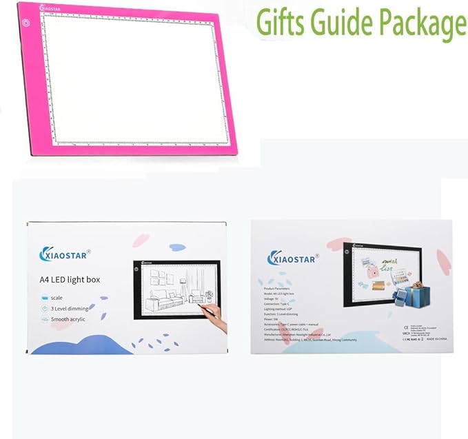 Light Box Drawing A4,Tracing Board with 3 Brightness Adjustable for Artists, Animation Drawing, Sketching, Animation, X-ray Viewing (Red)
