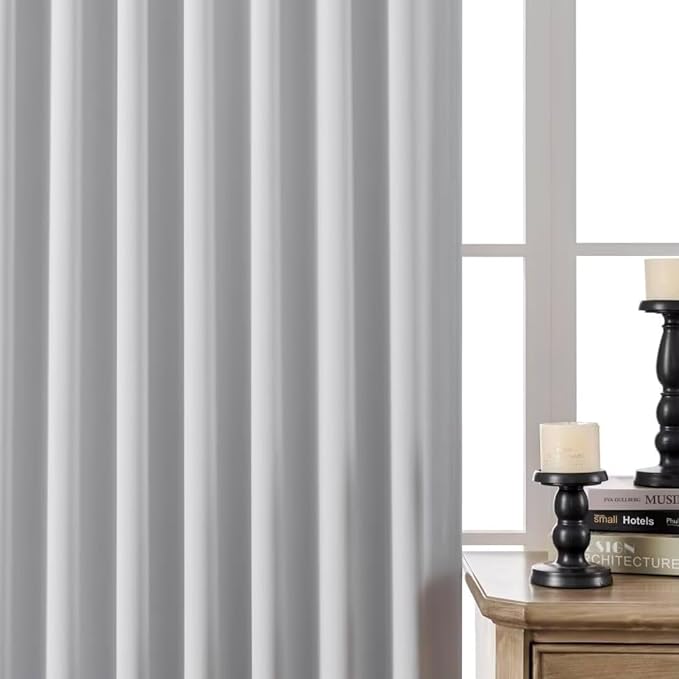 Joydeco 84 Inch 60% Blackout White Curtains 2 Panels,Elegant Soft Sheer Curtains for Bedroom,Thermal Insulated Black Out Drapes for Living Room,Rod Pocket Back Tab Drapes(W52 x L84 Inch,Greyish White)