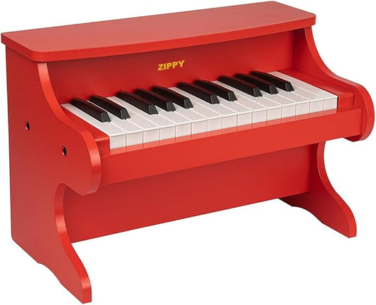 ZIPPY Kids Piano Keyboard, 25 Keys Digital Piano for Kids, Mini Music Educational Instrument Toy, Wood Toy for Toddlers Girls Boys (Red)