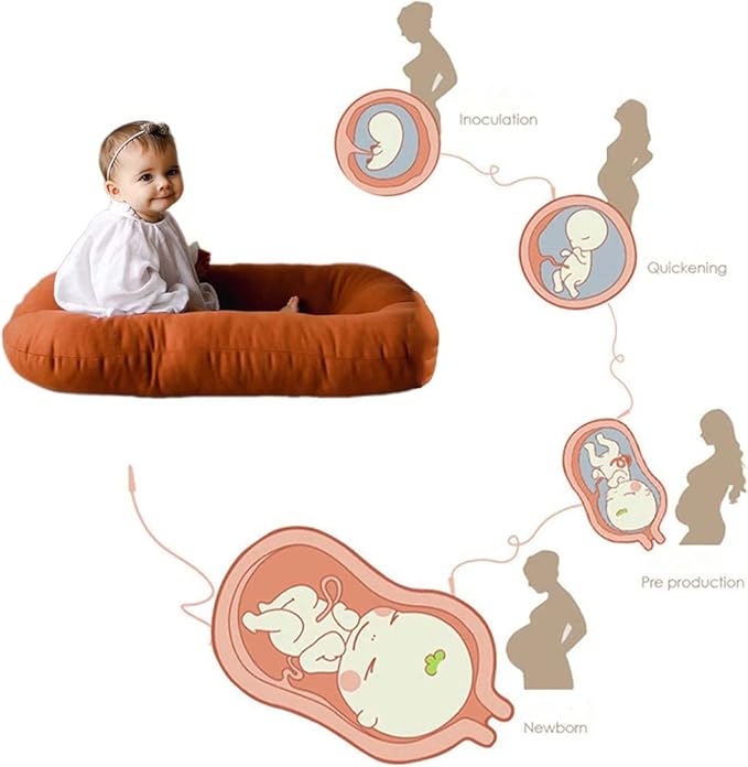 Baby Lounger Pillow, Infant Lounger for 0-24 Months, Soft Cotton and Portable Baby Lounger for Home (Brown)