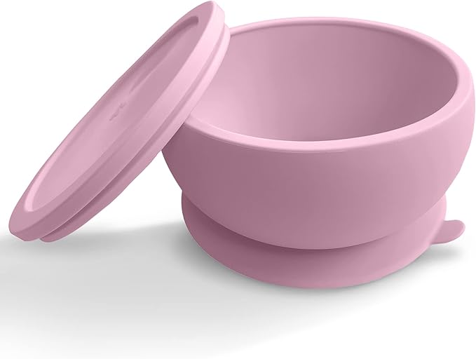 Octopod Silicone Baby Suction Bowl W/Lid - Toddler & Baby Bowls, Baby Food Containers, Spill Proof Bowls For Toddlers, Suction Baby Bowls W/Lids, Food Grade Silicone Bowls For Babies (Lavander Pink)