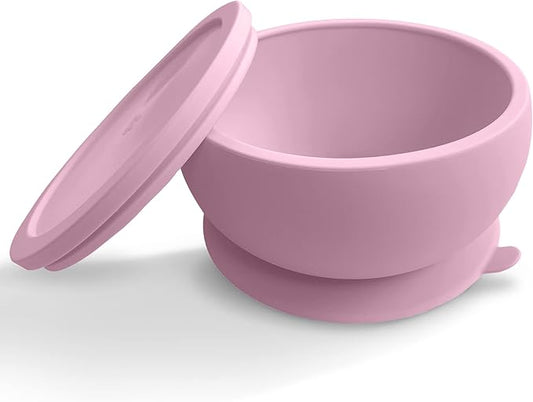 Octopod Silicone Baby Suction Bowl W/Lid - Toddler & Baby Bowls, Baby Food Containers, Spill Proof Bowls For Toddlers, Suction Baby Bowls W/Lids, Food Grade Silicone Bowls For Babies (Lavander Pink)