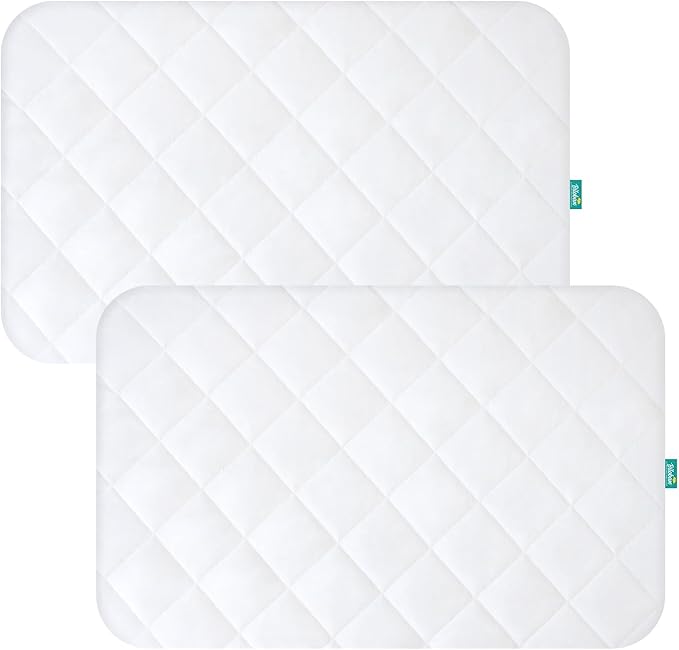 Pack and Play Sheets Fitted 2 Pack Waterproof Pack and Play Mattress Protector Pad Cover Quilted Compatible with Graco Pack n Play & Dream On Me & Pamo Babe, Playpen/Playard 39" x 27" White