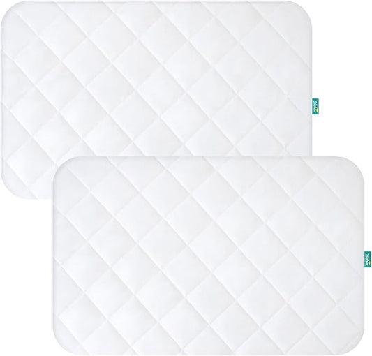Pack and Play Sheets Fitted 2 Pack Waterproof Pack and Play Mattress Protector Pad Cover Quilted Compatible with Graco Pack n Play & Dream On Me & Pamo Babe, Playpen/Playard 39" x 27" White