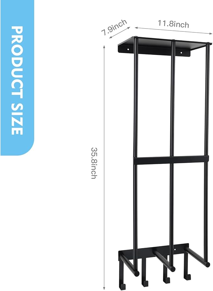 Yoga Mat Holder Yoga Mat Holder Wall Mount Home Gym Accessories Organizer,Towel Storage Rack with 4 Hooks for Hanging Foam Roller and Resistance Bands Gym Organization for Home Gym