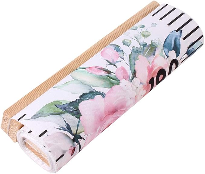 Kids Growth Chart, Wood Frame Fabric Canvas Height Measurement Ruler from Baby to Adult for Child's Room Decoration 7.9 x 79in (7.9 x 79in, Flowers)