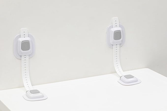 YEYA Upgraded No Drill Anti tip Furniture Wall Anchors Straps for Baby proofing with 3M Adhesive (4 Pack)