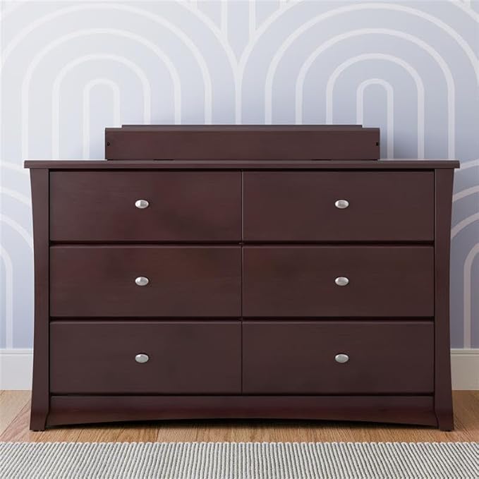 Storkcraft Crescent 6 Drawer Bedroom Dresser (Espresso) – GREENGUARD Gold Certified Dresser for Kids Bedroom