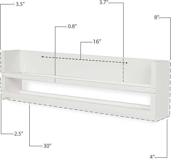 Brightmaison Polynez 30" Floating Shelves for Nursery & Kids, Multiuse Wall Shelf Set of 2 Wood Floating Shelf White