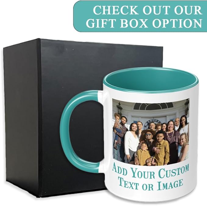 Personalized Mother's Day Coffee Mug, Custom Mum Photo Text 11 Oz Ceramic Mug, Customized Mom Gift Idea Picture Name Cup, Taza Cafe Personalizadas Fotos, Cute Gifts Mom Women Dad Men, Teal