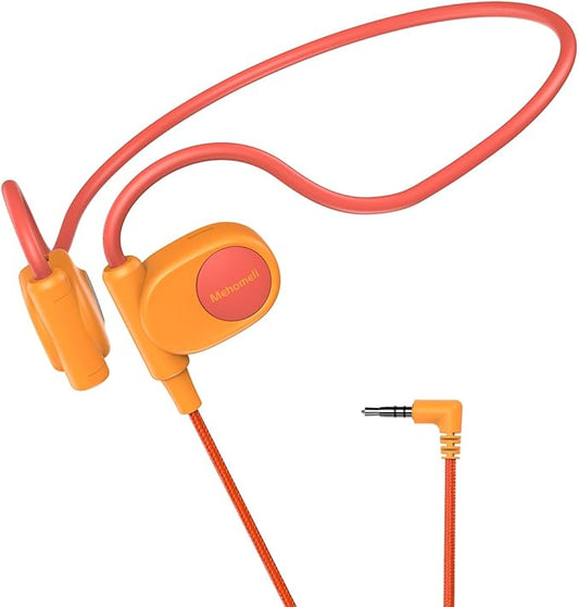 Kid Headphones for School, Air Conduction Open Ear Headphones, 3.5mm Jack Wired Cord, Ultra-Comfort, Ergonomic and Lightweight Design Perfect for School and Outdoor Activities-Orange