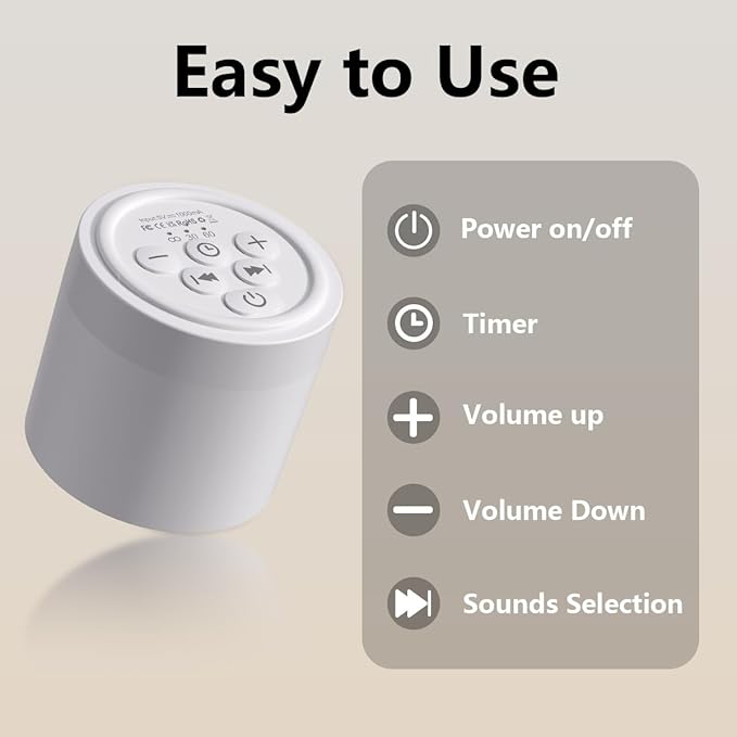 Portable Sound Machine Mini White Noise Machine with 30 Soothing Sounds for Newborn Baby Kids Adults Rechargeable Sleep Brown Noise Machine 4 Timers Memory Function for Travel Camping Home Office