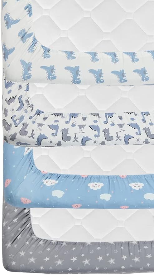 4 Pack Soft Baby Boy Crib Sheets for Standard Crib Mattress Dinosaur Star Cloud Soft Polyester Neutral Unisex Fitted Crib Sheets Set for Baby Boys