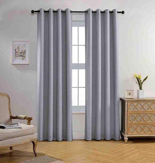 MIUCO Blackout Curtains Room Darkening Curtains Textured Grommet Window Curtains for Living Room 2 Panels 52x84 Inch Long Silver
