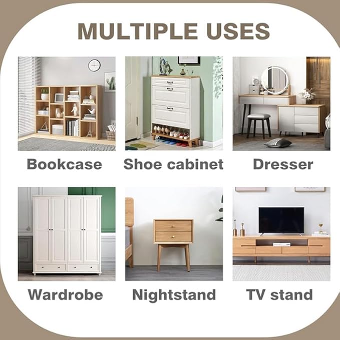 Anti Tip Furniture Anchors for Baby Pet Proofing,Furniture Wall Anchor Furniture Dresser Bookshelf Falling Prevention Device for Children (Black)