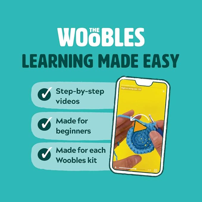 The Woobles Minecraft Crochet Kit – Beginner Crochet Kit for Adults & Kids, Easy Knitting Kit with Woobles Yarn, DIY Crafts, Crochet Animals, Minecraft Toys, Gift for Gamers & Crafters (Pig)