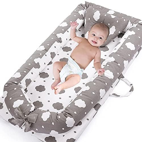 Lounger for Newborn, Newborn Lounger for 0-24 Months, Breathable & Portable Infant Nest - Soft Infant Floor Seat Cover for Travel (Cloud)