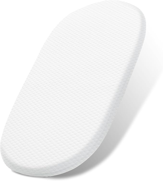 Lisara Baby Bassinet Mattress, 29" x 18" Dual Sided Gel Memory Foam Mattress with Waterproof, Removable and Breathable Ice Silk Cover, Fit for 4moms MamaRoo Sleep Bassinet