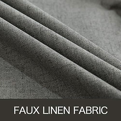 MIULEE Linen Texture Curtains for Bedroom Solid 100% Blackout Thermal Insulated Dark Grey Curtains Grommet Room Darkening Drapes Luxury Decor for Living Room Nursery 52x96 Inch (2 Panels)