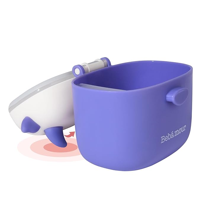 Bebamour Baby Formula Dispenser On The Go, Formula Container to Go, Formula Holder for Travel, Candy Fruit Snack Storage Container with Scoop and Leveller (Purple Cow)