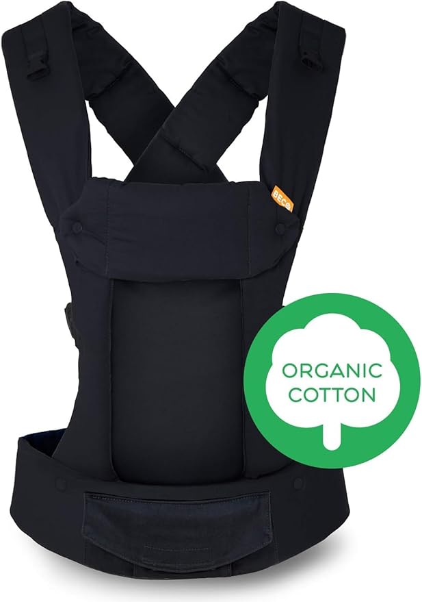 Beco Gemini Baby Carrier from Newborn to Toddler - Certified Ergonomic Newborn Baby Carrier for Infants and Children of 7-35 lbs - M Shape, Adjustable Seat, 100% Organic Cotton (Metro Black)
