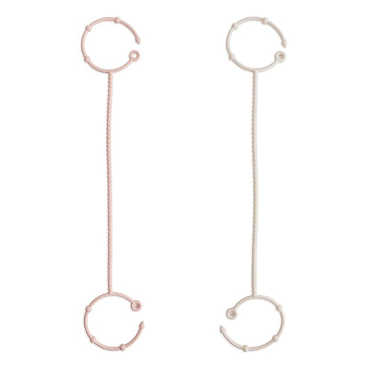 mushie Adjustable Silicone Toy Straps 2-Pack | Baby Accessories Holder for Travel, Stroller, High Chair (Blush/Shifting Sand)