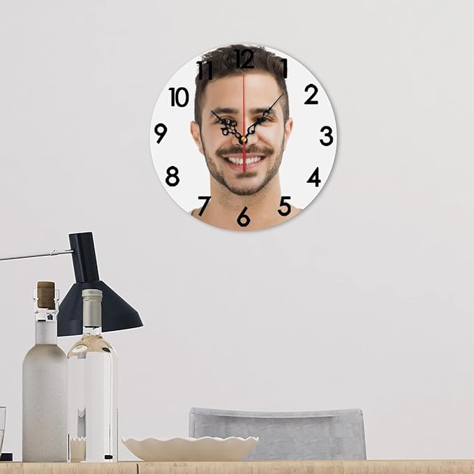 Generic Custom Clocks for Walls Personalized Clocks with Photo Text Logo Silent Non Ticking Round Decoration for Kitchen Wedding Friend Family Lover, 12x12Inch