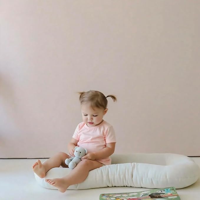 Baby Lounger - Snuggle Cozy Me Infant Lounger for Newborns | Breathable & Soft, Portable Awake-Time Pad, Essential Baby Gift- Natural (Lounger Cover Included)